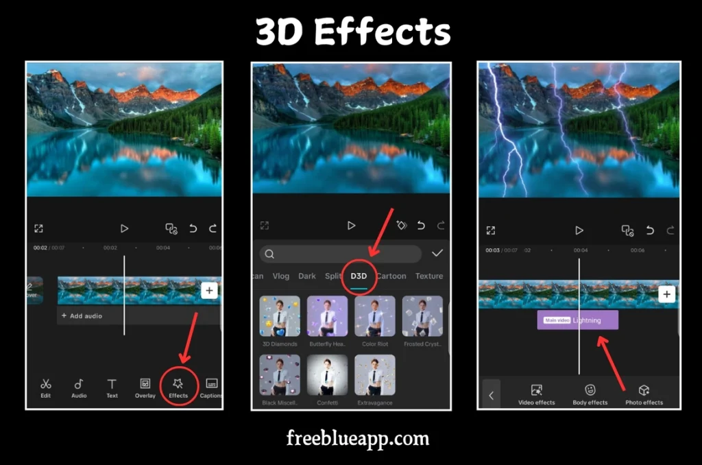 3D Effectst freeblueapp.com